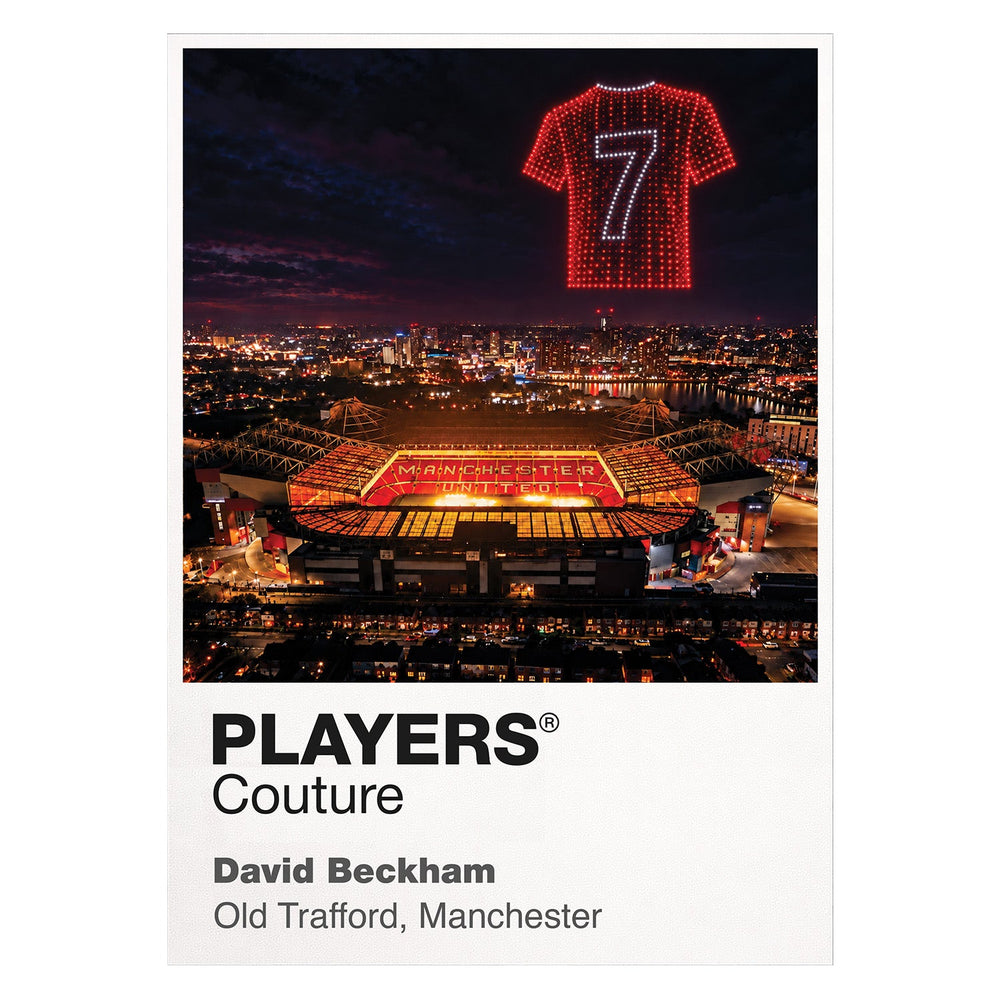 David Beckham Manchester United number 7 Icons in Lights Frame artwork in white