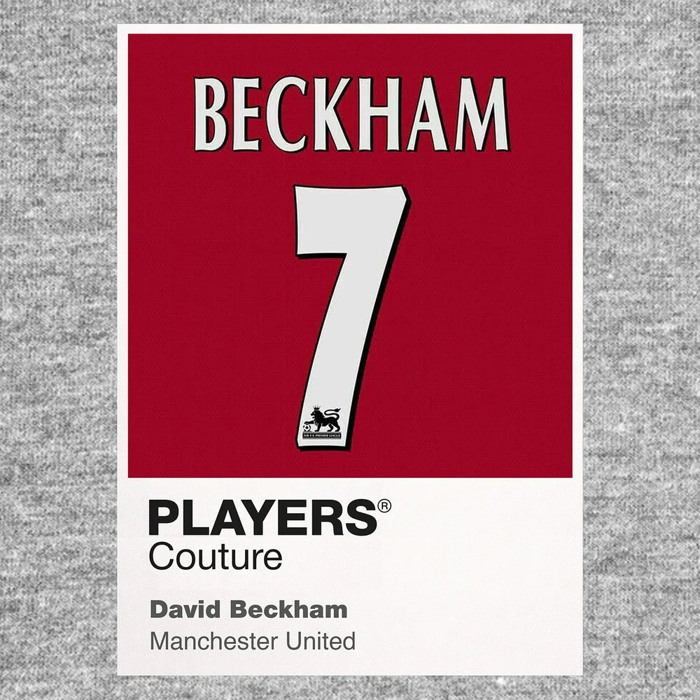 David Beckham 7 Football Shirt Frame Men's Hoodie – grey close-up detail shot of the David Beckham 7 Football Players