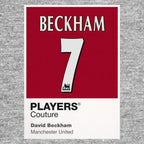 David Beckham 7 Football Shirt Frame Men's Hoodie – grey close-up detail shot of the David Beckham 7 Football Players