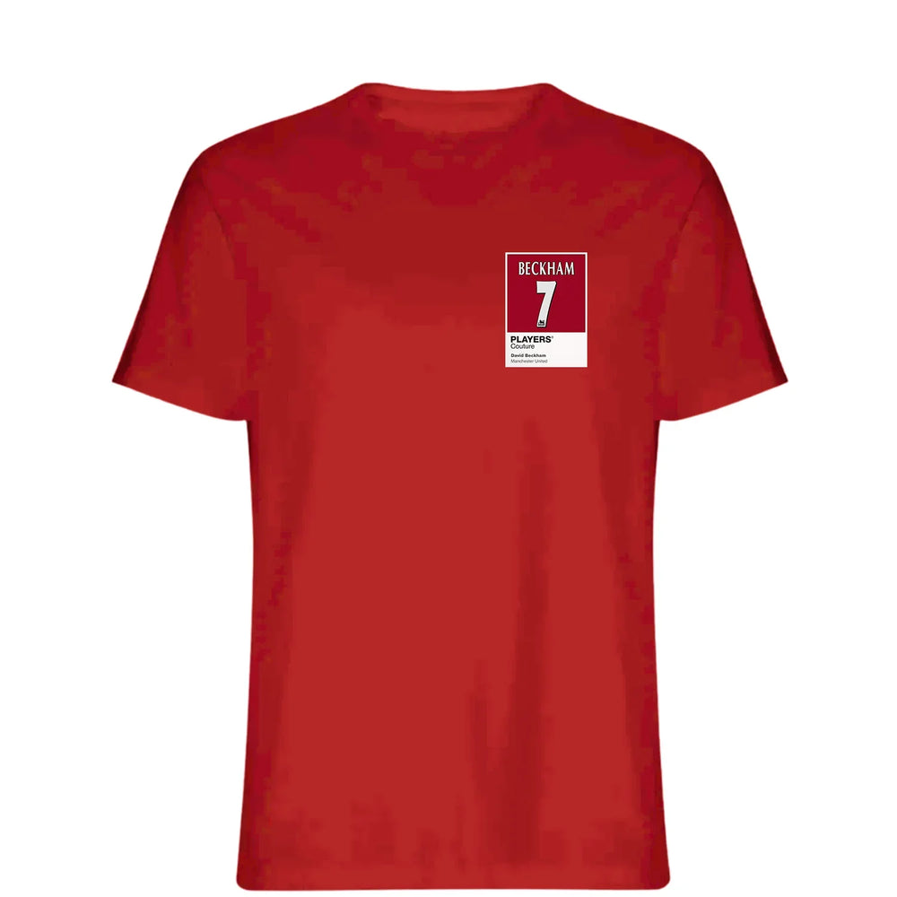 David Beckham 7 Football t-shirt – red men's t-shirt featuring the David Beckham 7 Football Players Couture logo
