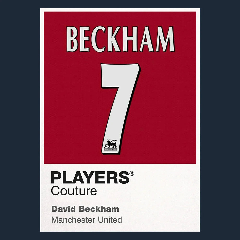 David Beckham 7 Football Shirt Frame Men's Hoodie – navy close-up detail shot of the David Beckham 7 Football Players