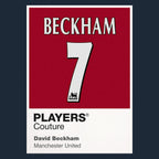 David Beckham 7 Football Shirt Frame Men's Hoodie – navy close-up detail shot of the David Beckham 7 Football Players