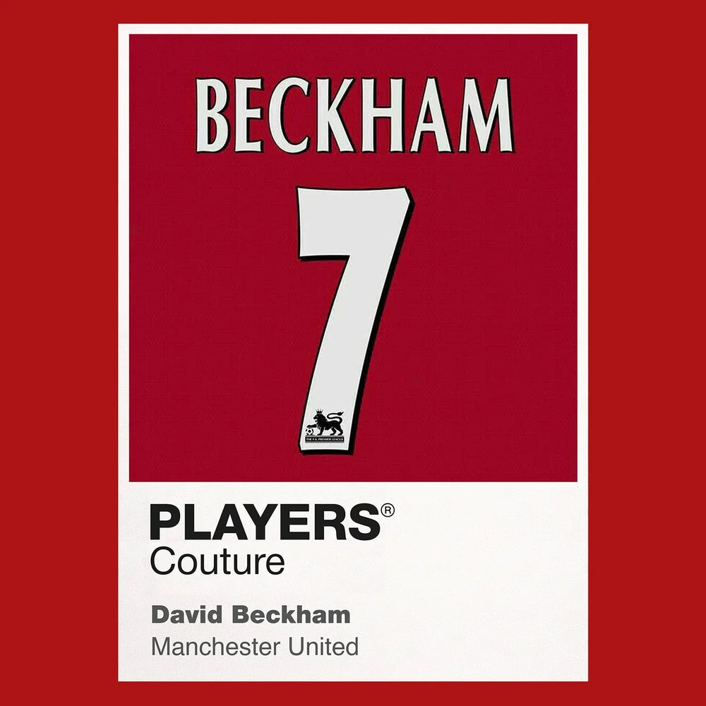 David Beckham 7 Football Shirt Frame Men's Hoodie – red close-up detail shot of the David Beckham 7 Football Players Couture