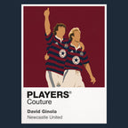 David Ginola Newcastle United navy Icon Frame artwork detail