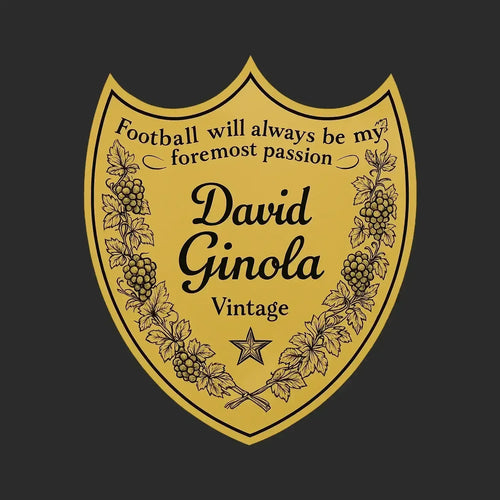 David Ginola Logo Men's T-Shirt – black close-up detail shot of the David Ginola Players Couture logo design