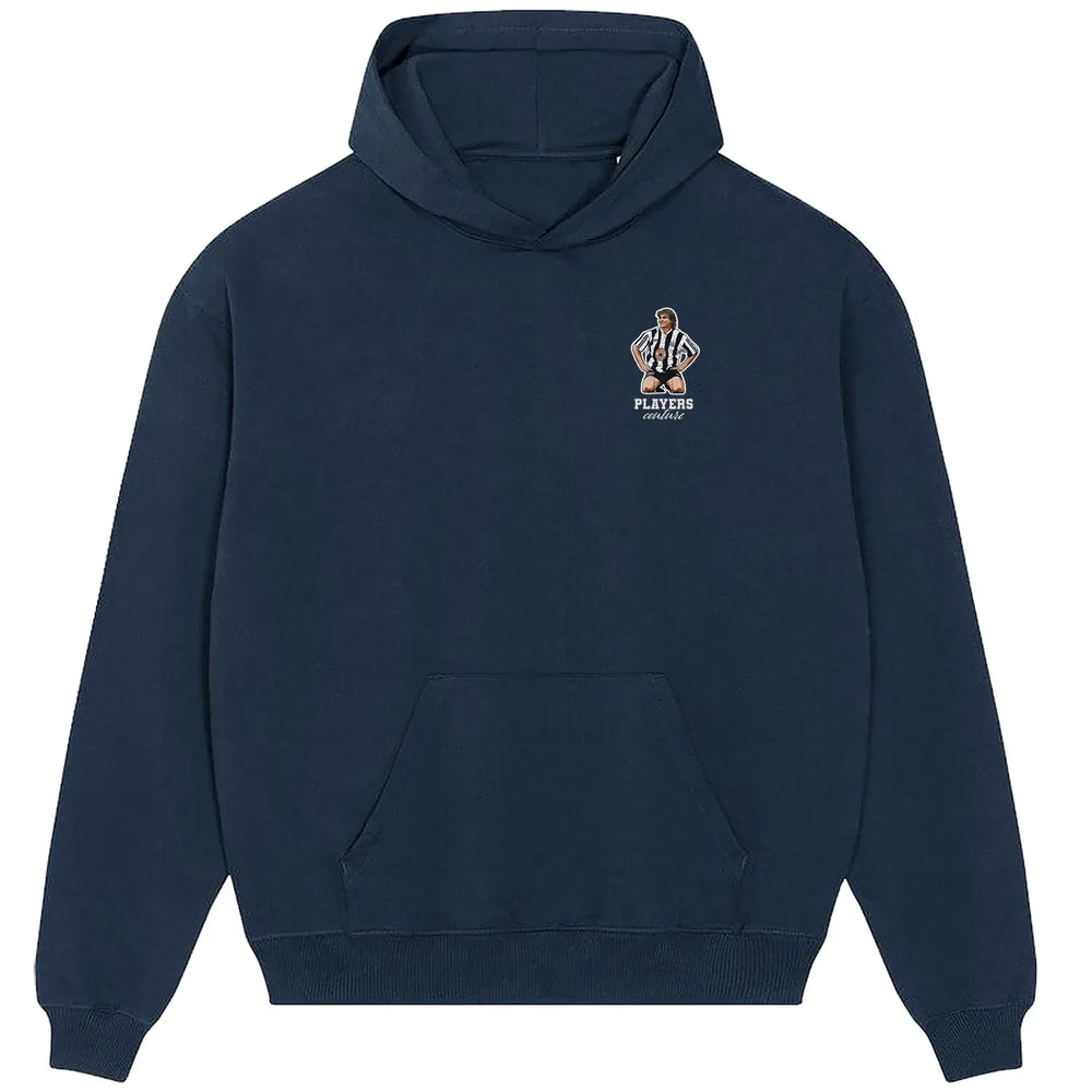 David Ginola Newcastle hoodie – navy men's hoodie featuring the David Ginola Newcastle Players Couture logo