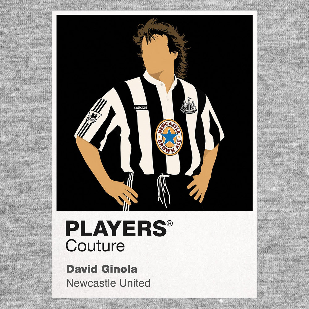 David Ginola Newcastle United Icon Frame — Pantone-style player illustration art card