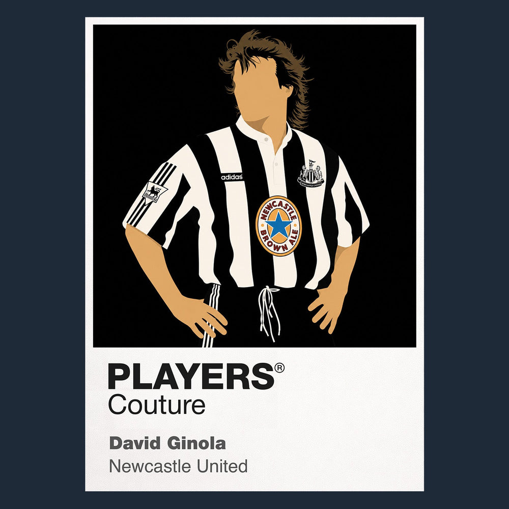 David Ginola Newcastle United Icon Frame — Pantone-style player illustration art card