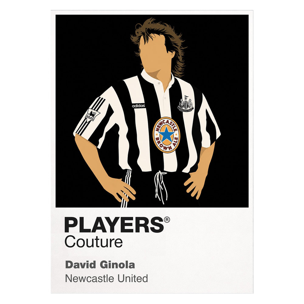 David Ginola Newcastle United Icon Frame — Pantone-style player illustration art card