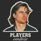 David Ginola Badge Men's T-Shirt – black close-up detail shot of the David Ginola Players Couture logo design
