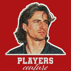 David Ginola Badge Men's Hoodie – close-up detail shot of the David Ginola Players Couture logo design