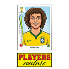 David Luiz World Cup Sticker Men's T-Shirt – close-up detail shot of the David Luiz World Cup Players Couture logo design