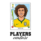 David Luiz World Cup Sticker Men's T-Shirt – white close-up detail shot of the David Luiz Players Couture logo design