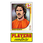 David Seaman World Cup Sticker Men's T-Shirt – close-up detail shot of the David Seaman World Cup Players Couture logo design