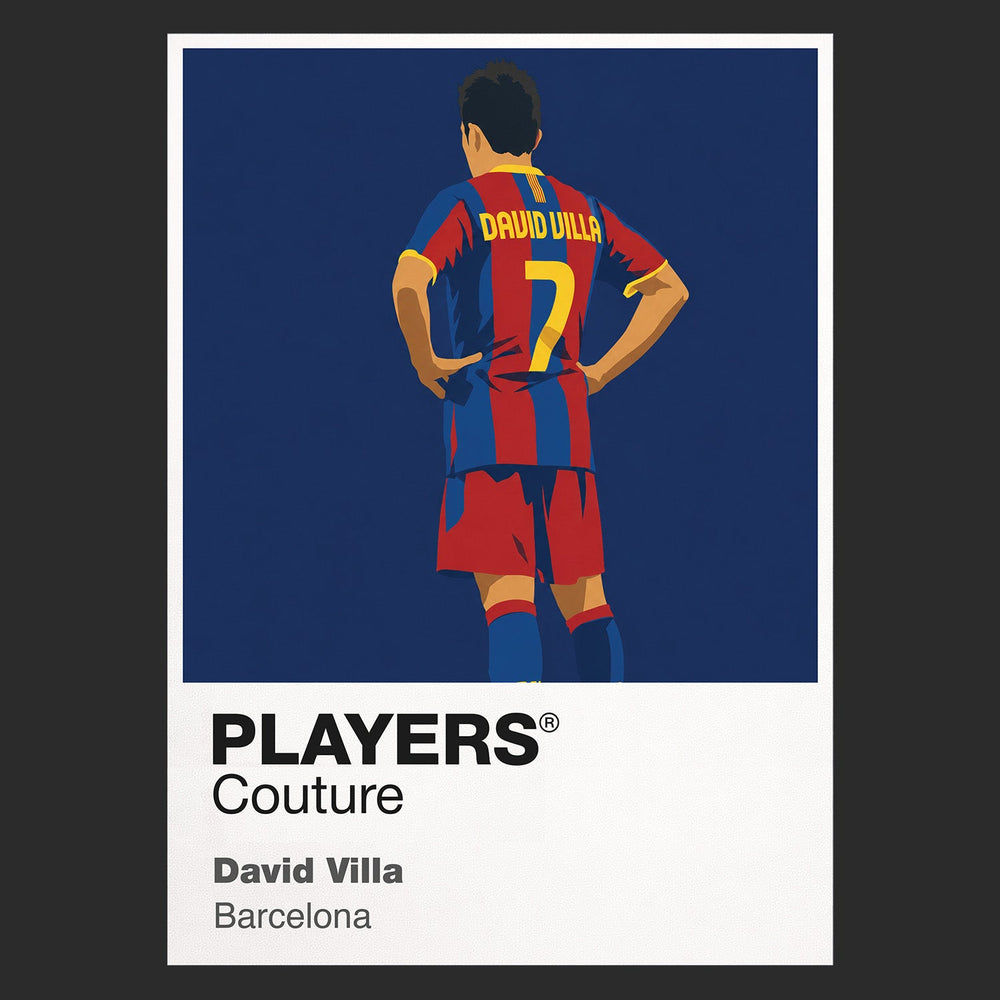 David Villa Barcelona black Icon Frame artwork detail