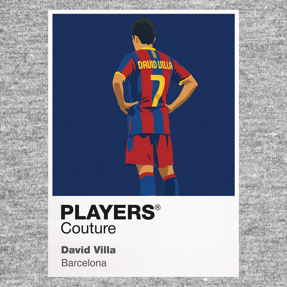David Villa Barcelona grey Icon Frame artwork detail