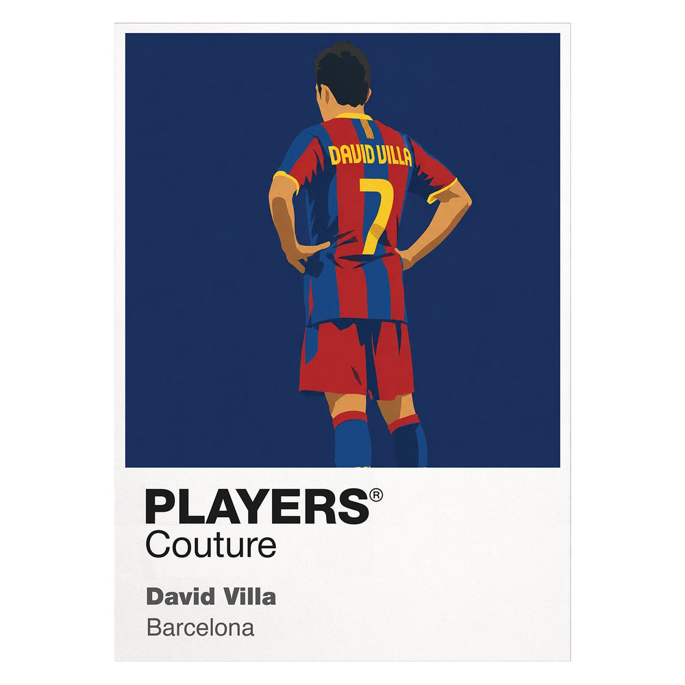 David Villa Barcelona white Icon Frame artwork detail