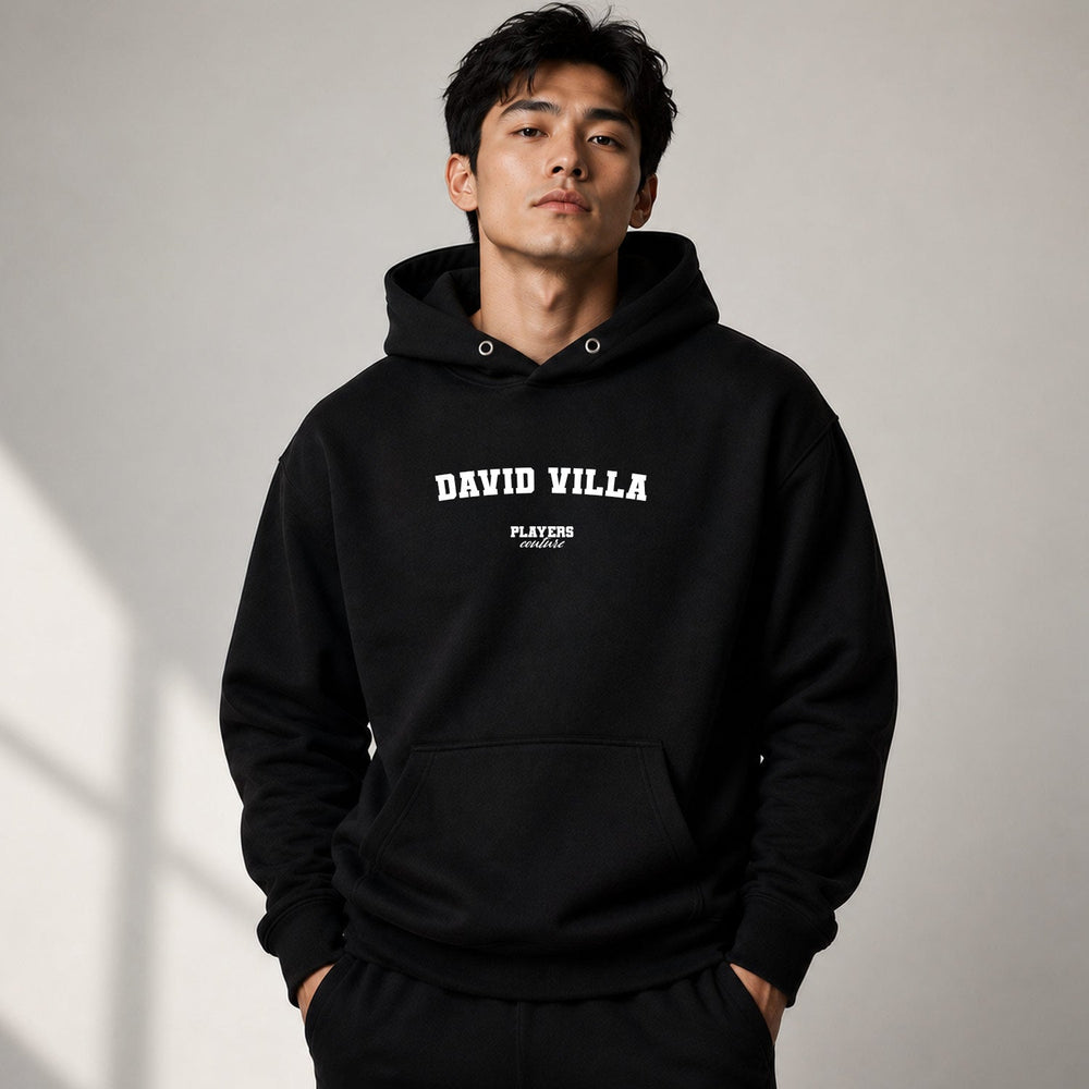 david-villa name-print hoodie - black