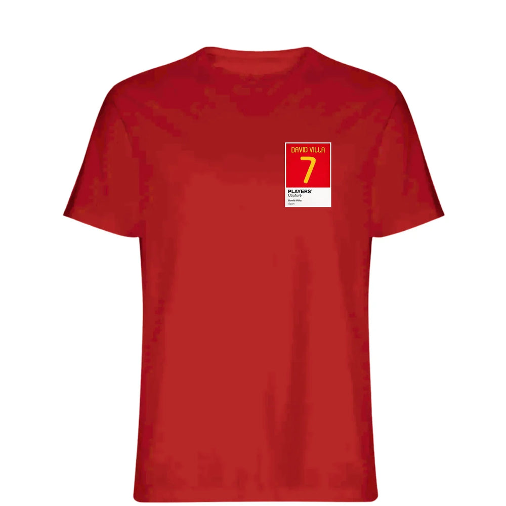 David Villa 7 Football t-shirt – red men's t-shirt featuring the David Villa 7 Football Players Couture logo
