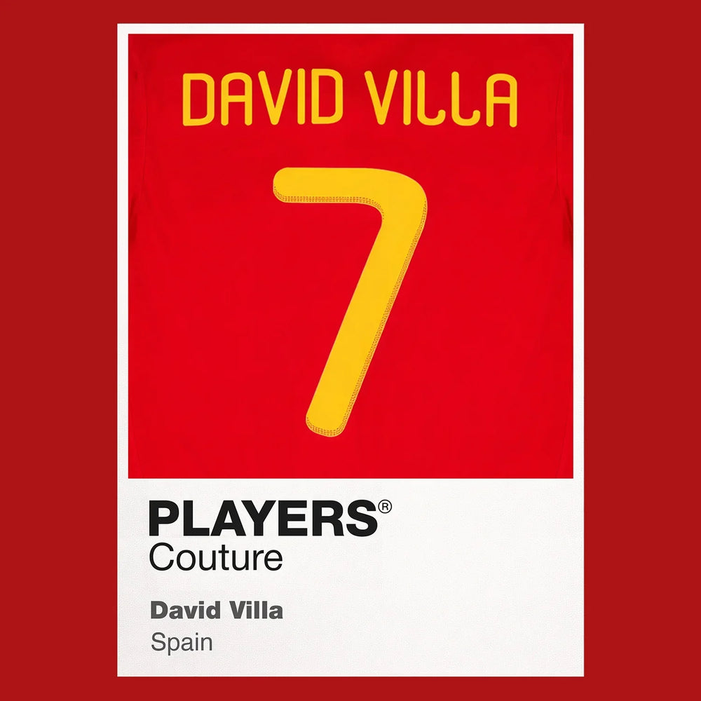 David Villa 7 Football Shirt Frame Men's Hoodie – red close-up detail shot of the David Villa 7 Football Players Couture