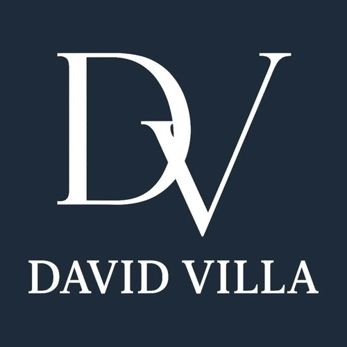 David Villa Logo Men's Hoodie – navy close-up detail shot of the David Villa Players Couture logo design