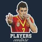 David Villa Badge Men's T-Shirt – navy close-up detail shot of the David Villa Players Couture logo design