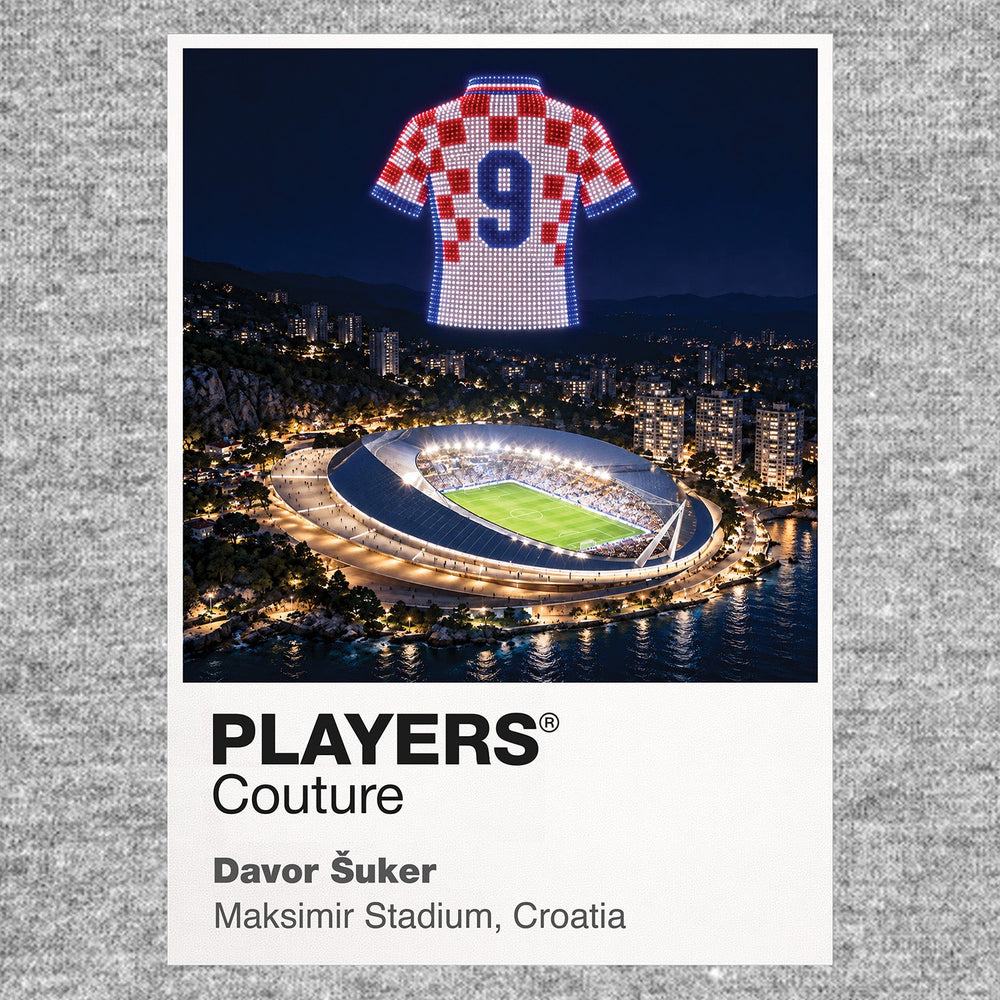 Davor Suker Croatia number 9 Icons in Lights Frame artwork in grey