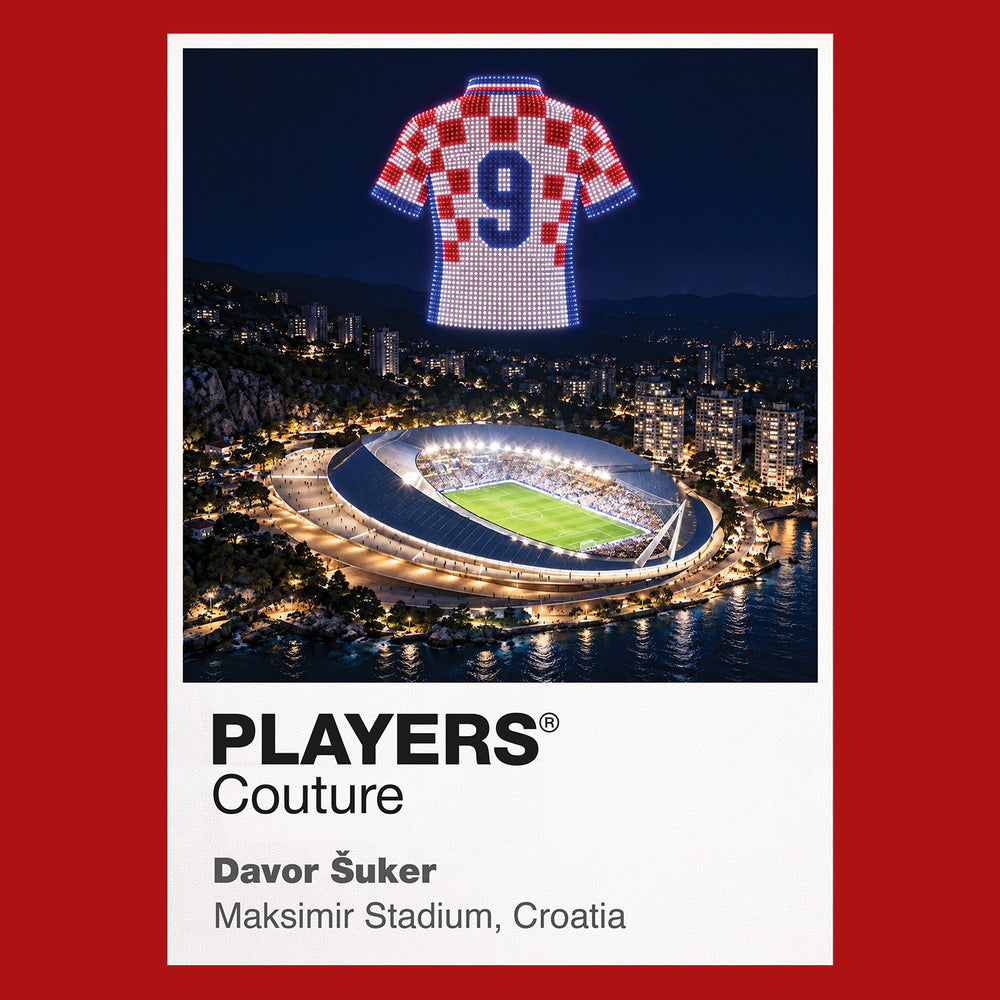 Davor Suker Croatia number 9 Icons in Lights Frame artwork in red