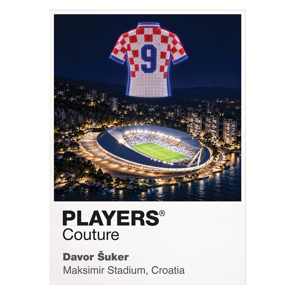 Davor Suker Croatia number 9 Icons in Lights Frame artwork in white