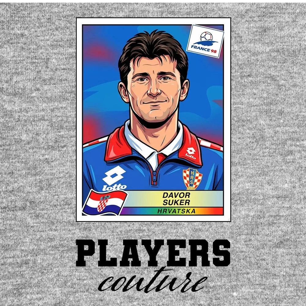 Davor Suker World Cup Sticker Kids T-Shirt – davor suker grey Players Couture design