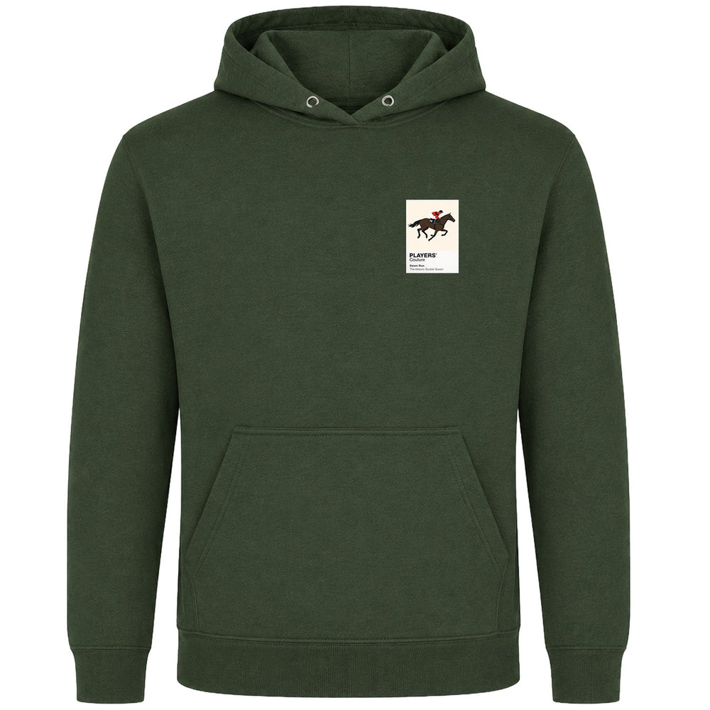Dawn Run horse racing hoodie – mens earthy green hoodie view