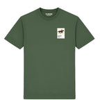 Dawn Run horse racing T-shirt – mens earthy green tshirt view