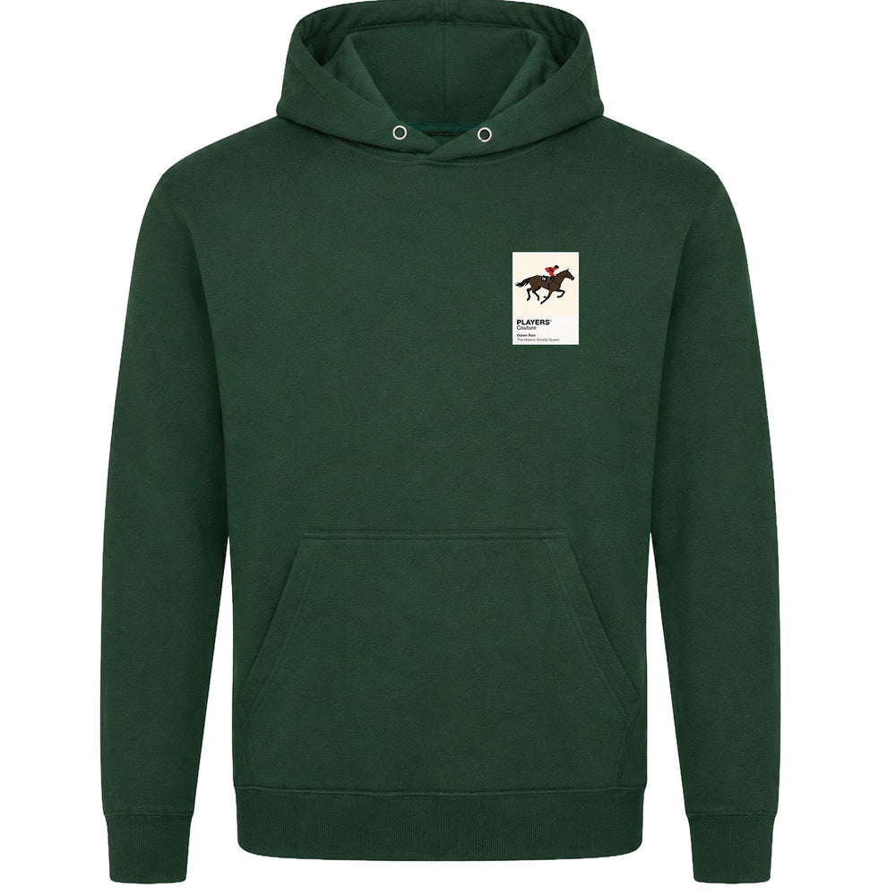 Dawn Run horse racing hoodie – mens forest green hoodie view