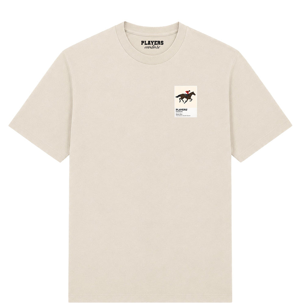 Dawn Run horse racing T-shirt – mens stone tshirt view