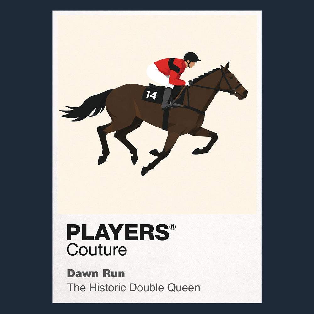 Dawn Run horse racing hoodie – navy view