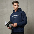 Death Note hoodie – navy men's hoodie with white Death Note letters and Players Couture logo on the chest