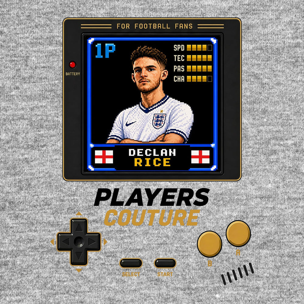 Declan Rice 1P 8-Bit hoodie retro gaming design by Players Couture