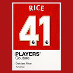 Declan Rice 41 Football Shirt Frame Men's Hoodie – red close-up detail shot of the Declan Rice 41 Football Players Couture