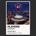 Declan Rice West Ham United number 41 Icons in Lights Frame artwork in black
