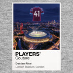 Declan Rice West Ham United number 41 Icons in Lights Frame artwork in grey