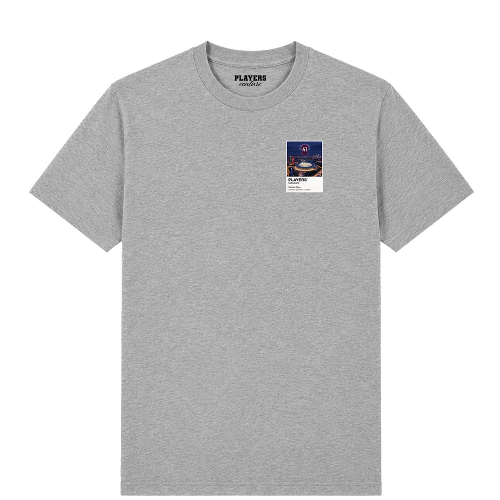 Declan Rice West Ham United Icons in Lights Frame Men's T-Shirt in Gray