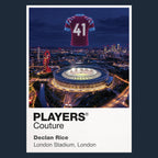 Declan Rice West Ham United number 41 Icons in Lights Frame artwork in navy