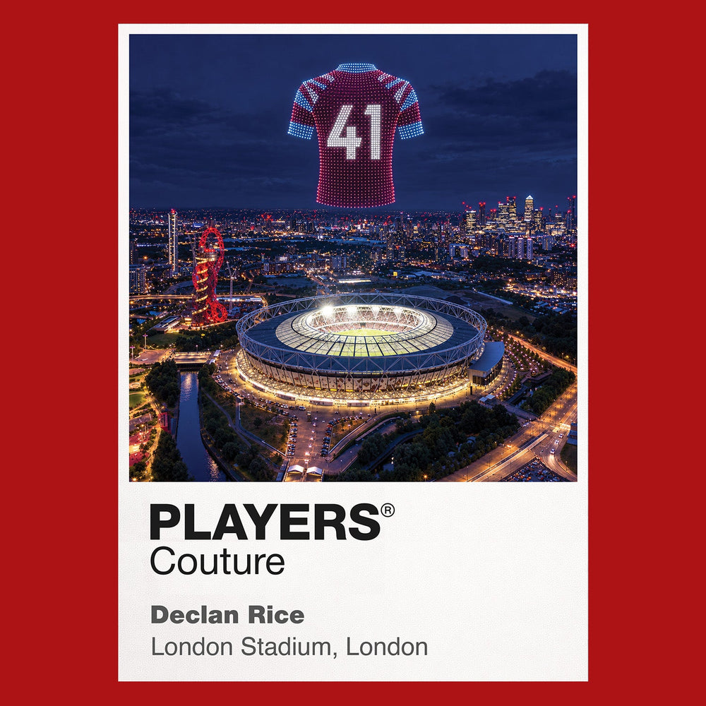 Declan Rice West Ham United number 41 Icons in Lights Frame artwork in red