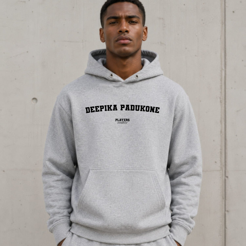 deepika-padukone name-print hoodie - grey
