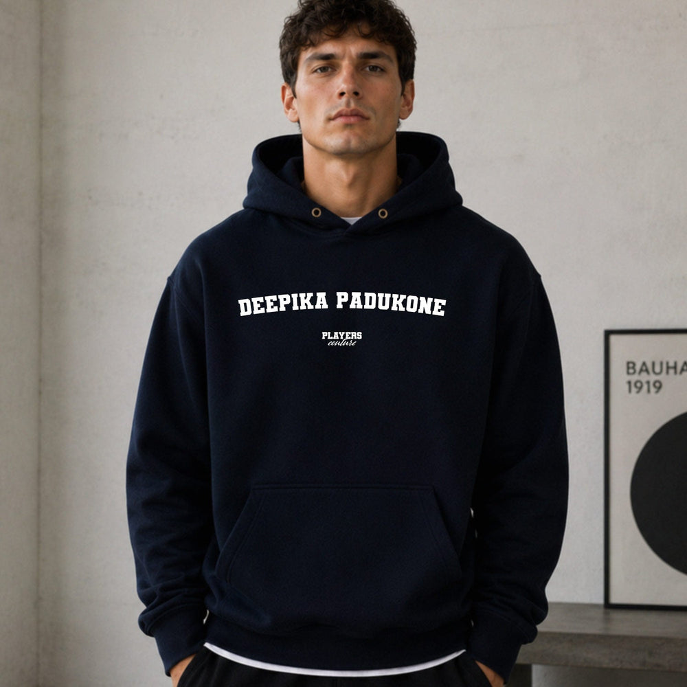 deepika-padukone name-print hoodie - navy