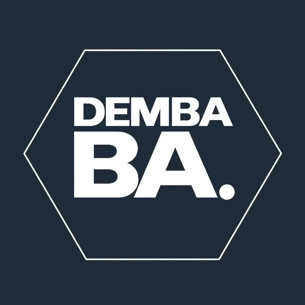 Demba Ba Logo Men's T-Shirt – navy close-up detail shot of the Demba Ba Players Couture logo design