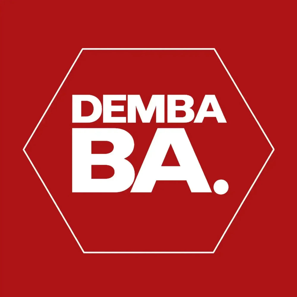 Demba Ba Logo Men's T-Shirt – red close-up detail shot of the Demba Ba Players Couture logo design
