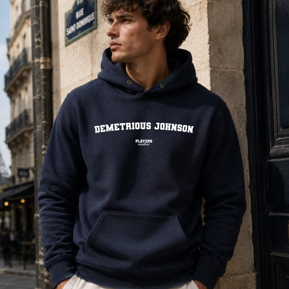 demetrious-johnson name-print hoodie - navy