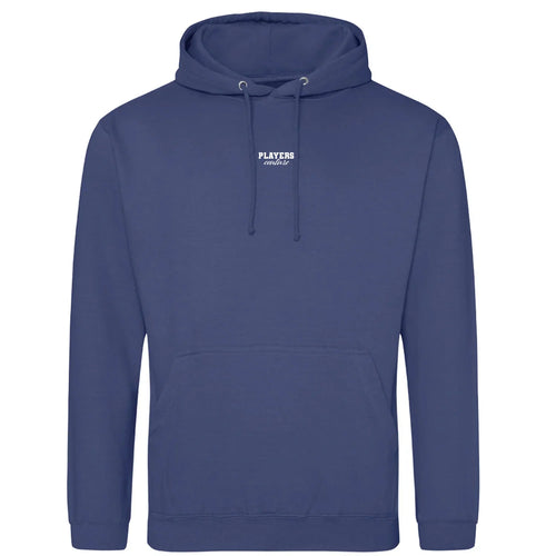 Essentials Collection hoodie – blue men's hoodie with white Essentials Collection letters and Players Couture logo on the