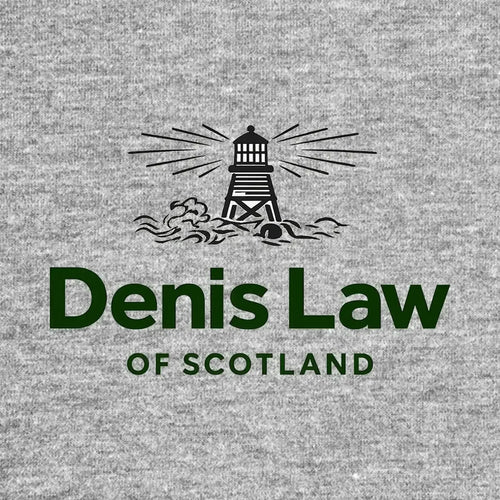 Denis Law Logo Men's Hoodie – grey close-up detail shot of the Denis Law Players Couture logo design